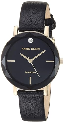 Anne Klein Women's Genuine Diamond Dial Gold-Tone and Black