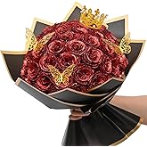 36+20 Glitter Roses Bouquet, DIY Fake Flowers Bouquet, Craft The Initials of Your Loves' Name with Artificial Rose Bouquet for Valentines, Anniversary, Wedding, Red & White