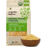Organic Tattva Yellow Split Peas, 4 lbs, Toor Dal (Arhar), USDA Certified | Unpolished Tur Dal, Natural Plant Based Protein, Vegan, Kosher, No Additives, Ideal for Creamy Soups, Stews, Curries