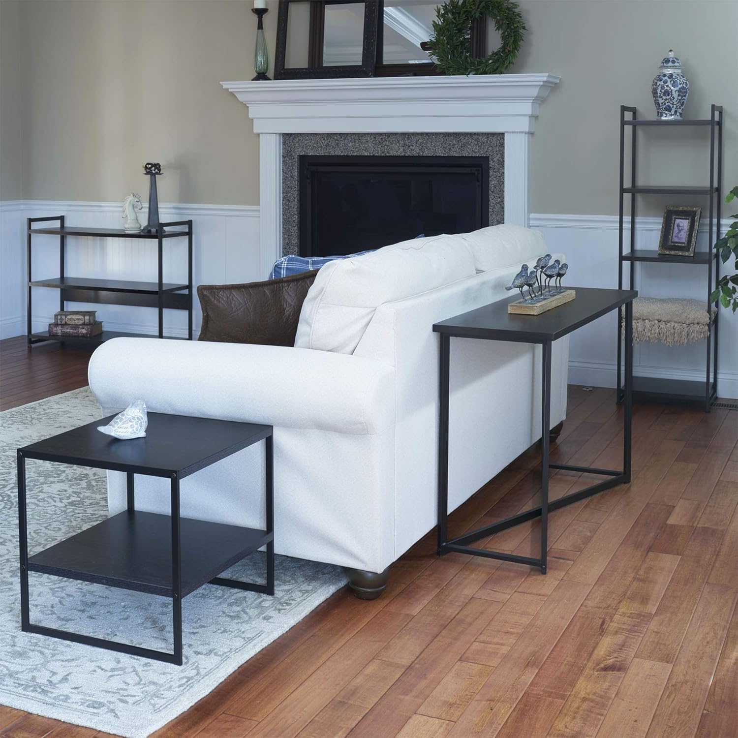 Home Kitchen Dark Walnut Household Essentials Slim Sofa Table With Metal Frame 15 35 D X 29 5 H X 44 W Brown Tables