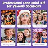 ENJSD Face Paint Set, 18 Colors, 5 Brushes, 30 Stencils, Water Based Non-Toxic view 7