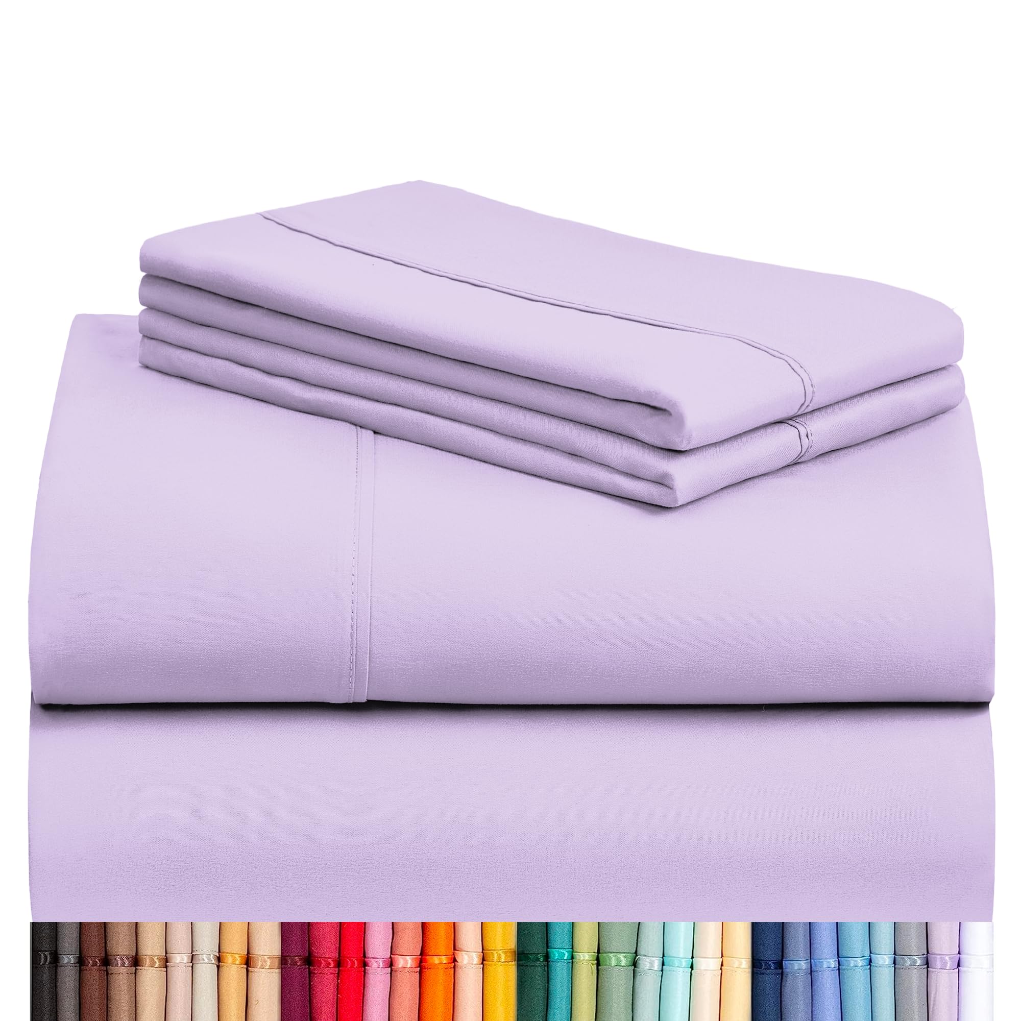 Photo 1 of LuxClub 4 PC Queen Sheet Set, Breathable Luxury Bed Sheets, Deep Pockets Wrinkle Free Cooling Sheets Machine Washable Hotel Bedding Silky Soft - Lavender Queen