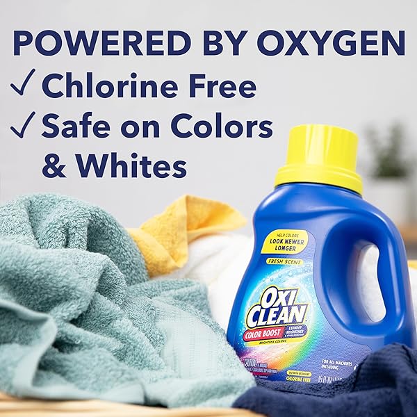 OXICLEAN COLOR BOOST LAUNDRY BRIGHTENER AND STAIN REMOVER LIQUID FRESH SCENT, 45 FL OZ