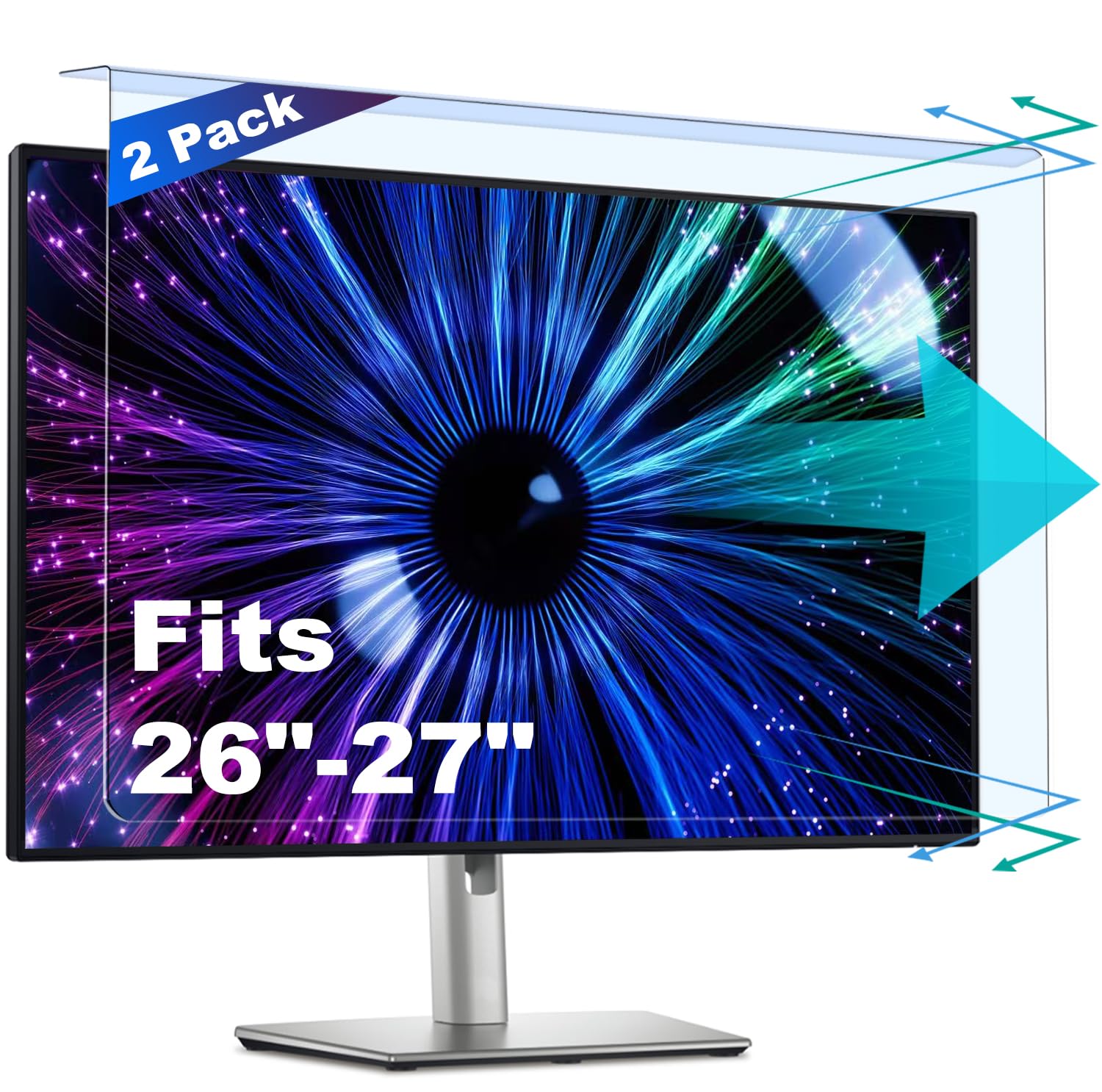 Photo 1 of 2 Pack Anti-Blue Light & Anti-Scratch Screen Protector Shield for 27 Inches Desktop Computer Monitor, Hanging Block Filter Panel for Eye Protection