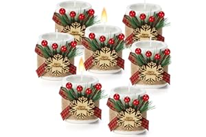 Uiifan 24 Sets Christmas Wood Tealight Candle Holder and Tea Lights Candles Set Decorative for Table Centerpiece Xmas Tealight Candles Bulk Candleholders Decor Gift (Snowflake,White)