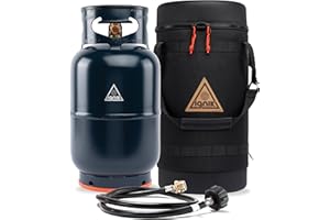 Ignik Refillable Gas Growler X 10-Pound Propane Tank with Carry Case and Adapter Hose, Black Case/Blue Tank