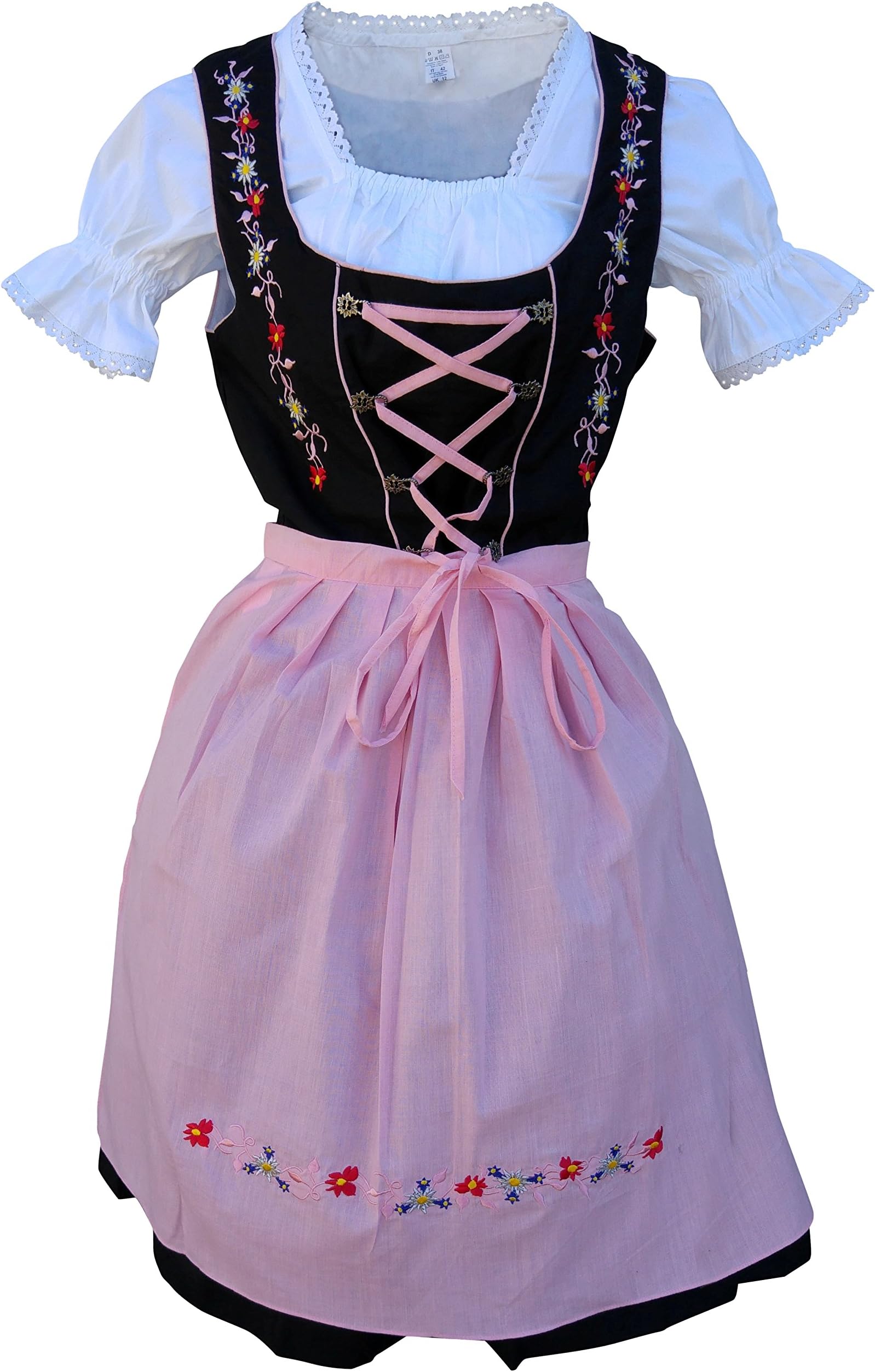 Dirndl World 3pcs. bavarian mini Dirndl-s dress-es, Drindle-s Blouse, Apron, Sizes 4-22 Di06