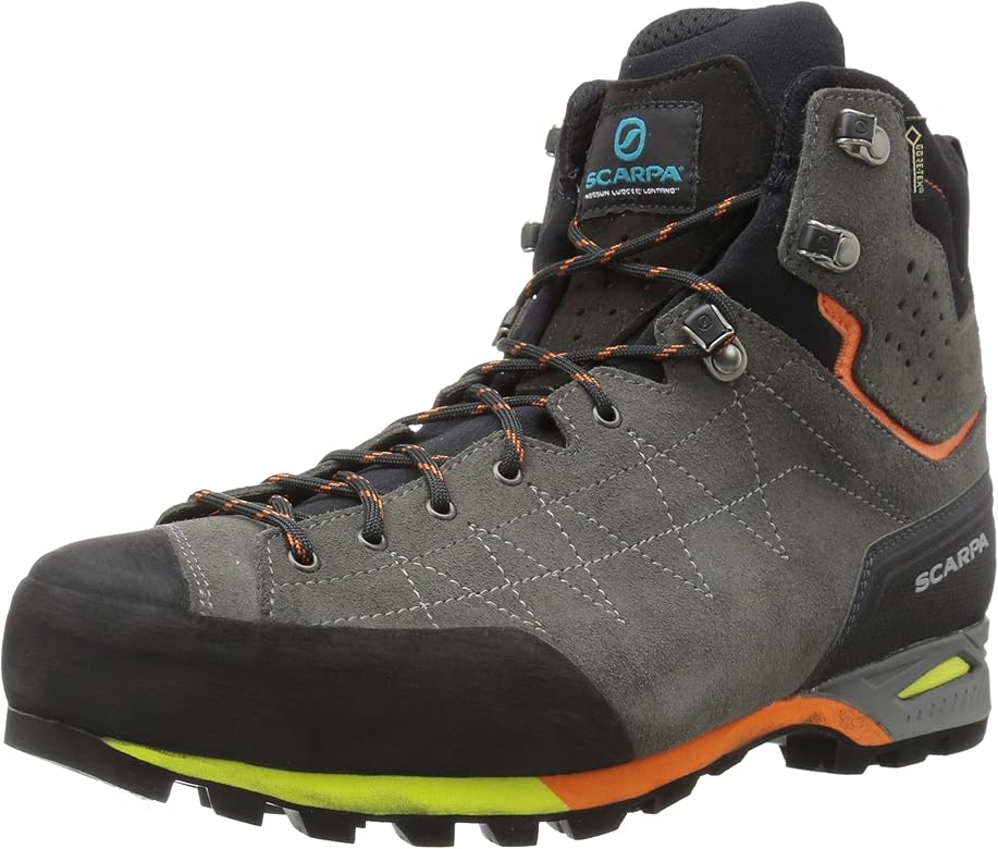 SCARPA Men's Zodiac Plus GTX Hiking Boot, Shark/Orange, 8-8.5