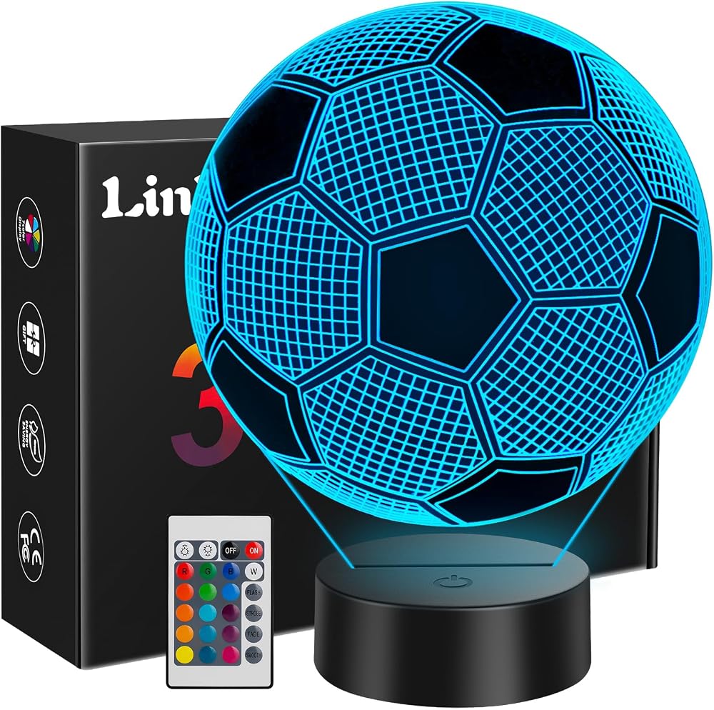 Linkax 3D Illusion Football Night Light for Kids - 16 Color Change