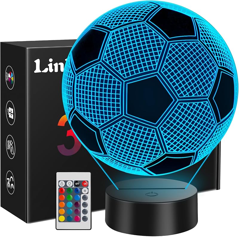 Linkax 3D Illusion Football Night Light for Kids - 16 Color Change