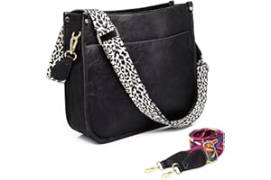 AUYOCO Vegan Leather Crossbody Bags for Women, Crossbody Purse with Guitar Strap Zipped Pockets Handbag Shoulder Bag