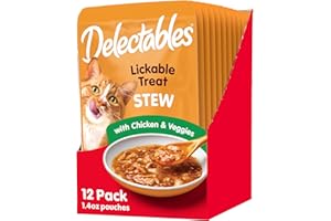 Hartz Delectables Stew Lickable Wet Cat Treats for Adult & Senior Cats, Chicken & Veggies, 1.4 Ounce (Pack of 12) (Packaging may vary)