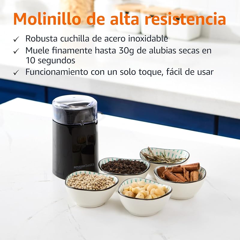 Moedor de café elétrico Amazon Basics, preto