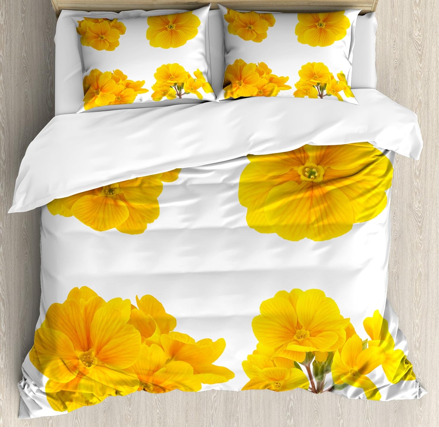 Ambesonne Yellow Flower Duvet Cover Set, Gardening Themed