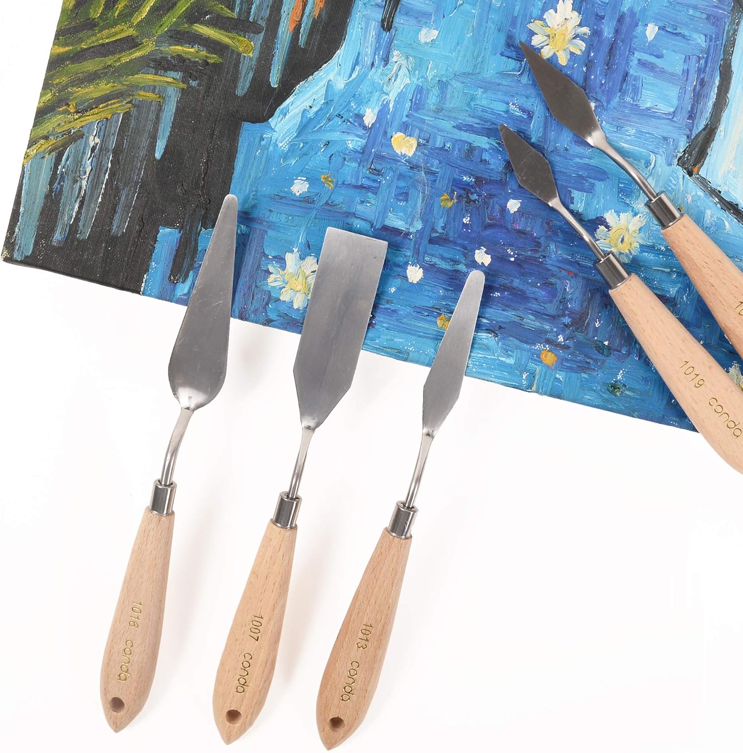CONDA 11 Piece Stainless Steel Spatula Palette Knife Professional Palette Knife Painting Wood Handle