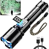 KNIBO Rechargeable Flashlight 99000 High Lumens, LED Super Bright Flash Light, Tactical Flashlights with LCD Power Display, 6 Modes, Waterproof, Brightest Flashlight for Emergencies Camping
