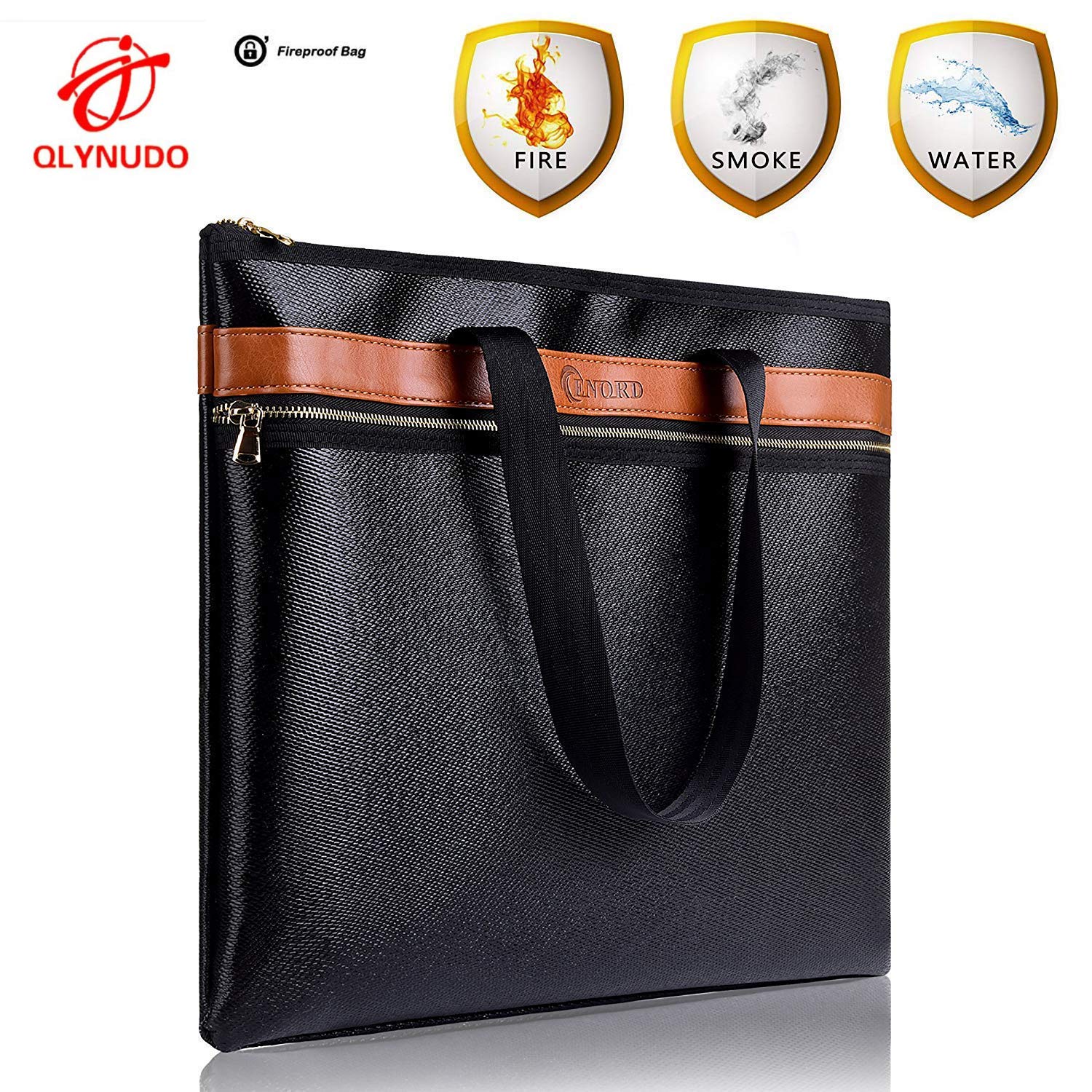 Fireproof Document Bag,Non-Itchy Double Silicone Coated Fire &Water & Explosion Resistant Metal Zipper Double Pockets Withstand 2300℉. Fireproof Safe Storage for Important Properties, Certification