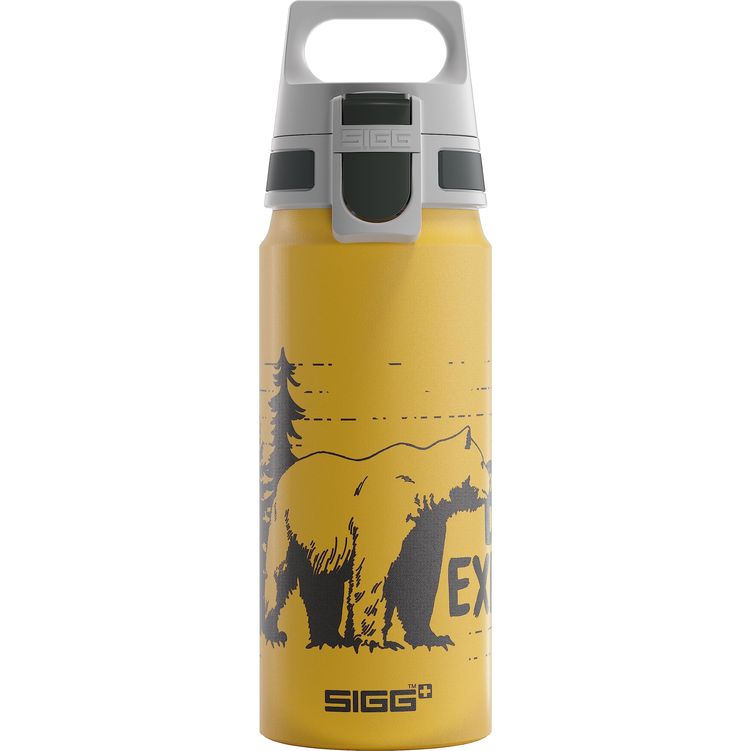 Sigg - Aluminium Kids Water Bottle - WMB ONE Brave Bear - Suitable For Carbonated Beverages - Leakproof - Lightweight - BPA Free - Climate Neutral Certified - Yellow - 0.6L