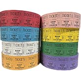 ESSENTIAL 8000 Raffle Tickets Set - 4 Rolls, Assorted Colors, Numbered & Perforated