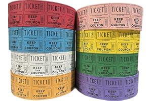 THE TICKET GURUS Ticket Guru-Raffle Tickets - (4 Rolls of 2000 Double Tickets) 8,000 Total 50/50 Raffle Tickets (4) Random Colors
