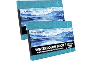 DagouColor Watercolor Sketchbook, 5.5"x8.5", 2 Pack, 30 Sheets Each, 300GSM Cold-Pressed Water Color Paper, Fabric Cover Arti