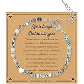 Inspirational Bracelets for Women Friend Sister Coworker Bestie Inspirational Gifts Christmas Thinking of You Gifts Birthday Presents Life is Tough But So Are You Beaded Bracelet Valentines Day Gift