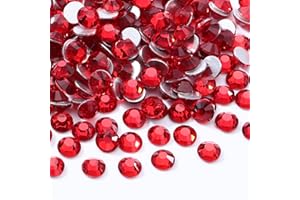 Meibite Light Siam Flatback Rhinestones, Glass Rhinestones for Nail Art and Craft, Glue Fix, Loose Crystal Gemstones(Red, SS20, 1440pcs, 4.6-4.8mm)