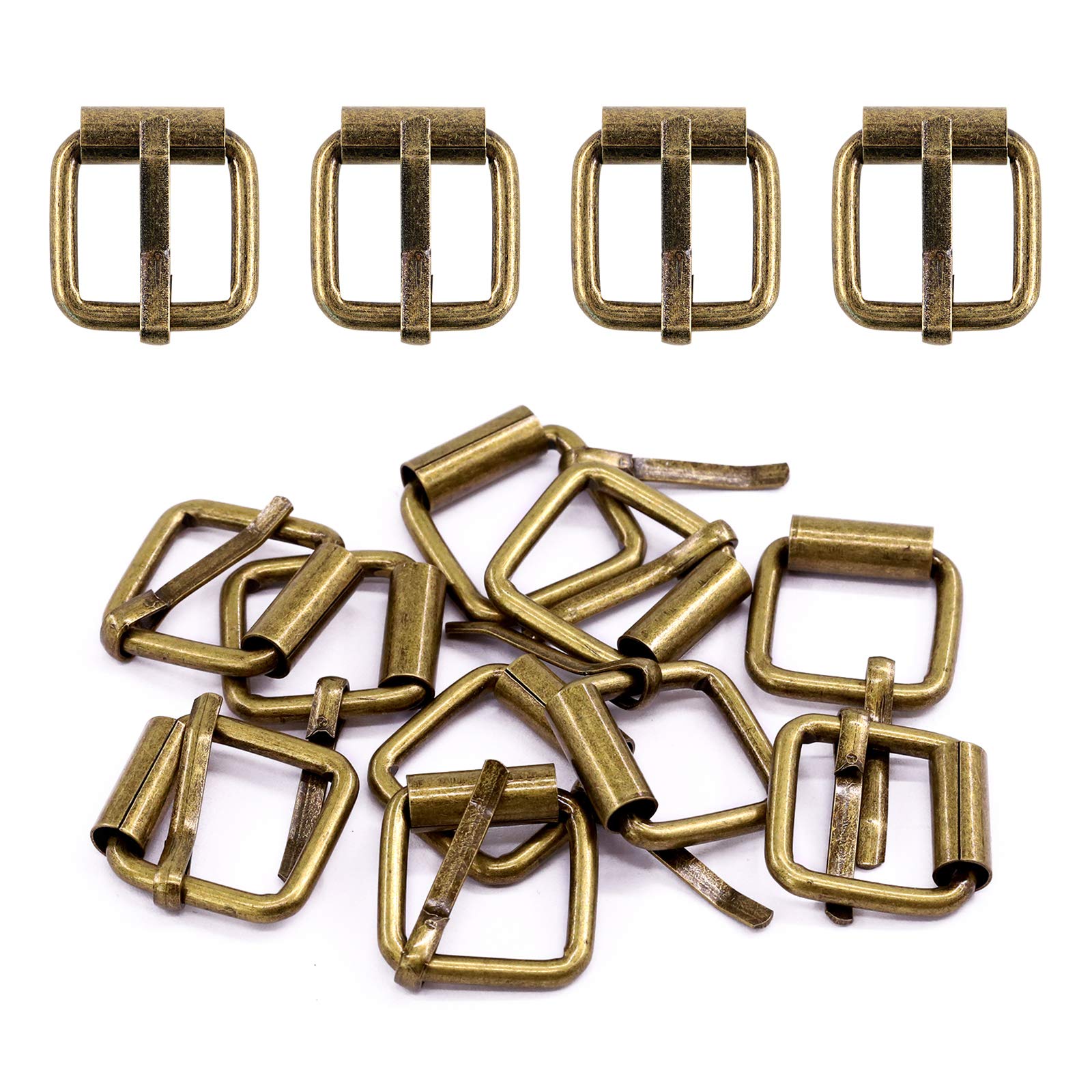 Swpeet 60Pcs Heavy Duty 5/8 Inch - 15mm Bronze Multi-Purpose Metal Roller Buckles Metal Rings for Belts Hardware Bags Ring Hand DIY Accessories Keychains Belts and Dog Leash (Bronze, 5/8 Inch)