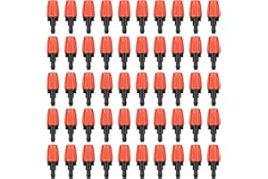 Yulaiyoen 50 Pcs Drip Irrigation Spray Emitters, Adjustable Atomizing Nozzles,1/4 Inch Drip Irrigation Parts Sprayers Drippers for Garden Greenhouse Agricultural Irrigation Patio Misting