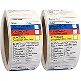 SDS Stickers 500 Stickers - 2 Rolls of 250, 1.5" x 2.5", Right To Know- Chemical Identifying and Marking Sticker Decals