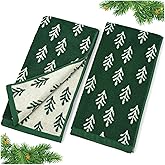 Jacquotha Christmas Hand Towels Set of 2 - Decorative Towels for Kitchen Bathroom Winter Decor Xmas Gifts, Cotton Towel Daily Luxury & Holiday Cheer, Forest Green Trees