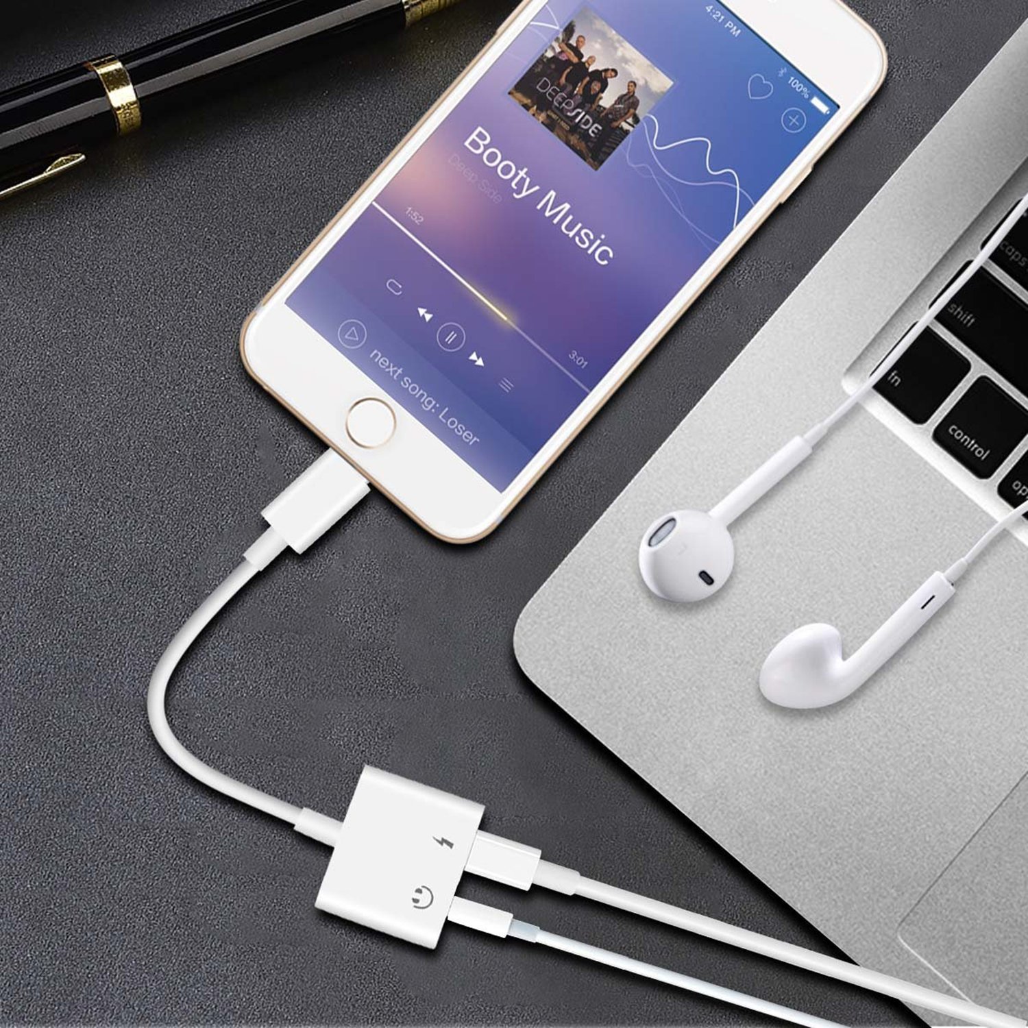 ebasy Lighting to 3.5mm Aux Headphone Jack Audio Adapter and Charger Compatible Phone 7/8 / X / 7 Plus / 8 Plus/XS / XS Max/XR (White) ebasy Lighting to 3.5mm Aux Headphone Jack Audio Adapter and Charger Compatible Phone 7/8 / X / 7 Plus / 8 Plus/XS / XS Max/XR (White)