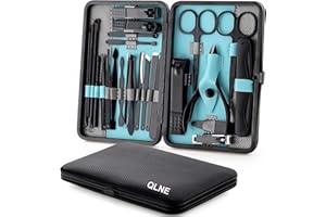 QLNE Nail Clippers Sets High Precisio Stainless Steel Nail Cutter Pedicure Kit Nail File Sharp Nail Scissors and Clipper Manicure Pedicure Kit Fingernails & Toenails with Portable cas (Blue/Gray_25in1)