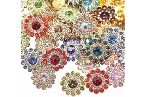 UYTRDVG 100PCS 14MM Sew on Rhinestones Gems, Flower Gold Claw Rhinestones Glass Crystals Jewelry for Crafting Sewing Clothes Dresses Shoes Belt Decoration Accessories (Mixed Color)