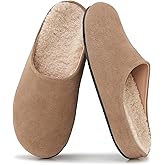 ATBELL Women's Suede Clogs Round Toe Fuzzy Fur Lined Mules Comfort Fall Slippers Slip On Potato Shoes with Arch Support