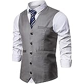 AOYOG Mens Formal Business Suit Vests 5 Buttons Regular Fit Waistcoat for Suit or Tuxedo