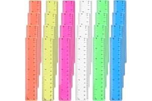 Haiabei 24PCS Colorful Ruler Clear Plastic Rulers Clear Assorted Kids Measuring Straight Ruler with Inches Centimeters Millim