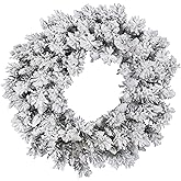 Vickerman 30" Flocked Snow Ridge Artificial Christmas Wreath - Unlit - Faux Snowy Christmas Wreath - Indoor Seasonal Home Wall Decor - Reliable and Durable
