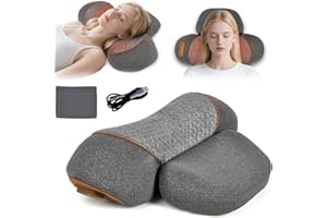 FAMKCY 3-in-1 Neck Massager Pillow with Heating & Cervical Traction, Ergonomic Cervical Pillow for Neck Back Shoulder Pain Relief,Cervical Traction Suppor (Cement Gray)