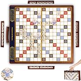 Crossword Game with Magnetic Letter Tiles, Foldable Board into Portable Carry Case, Luxury Edition Word Building Game with Rotating Wooden Board, Educational Family Board Game for 2-4 Players