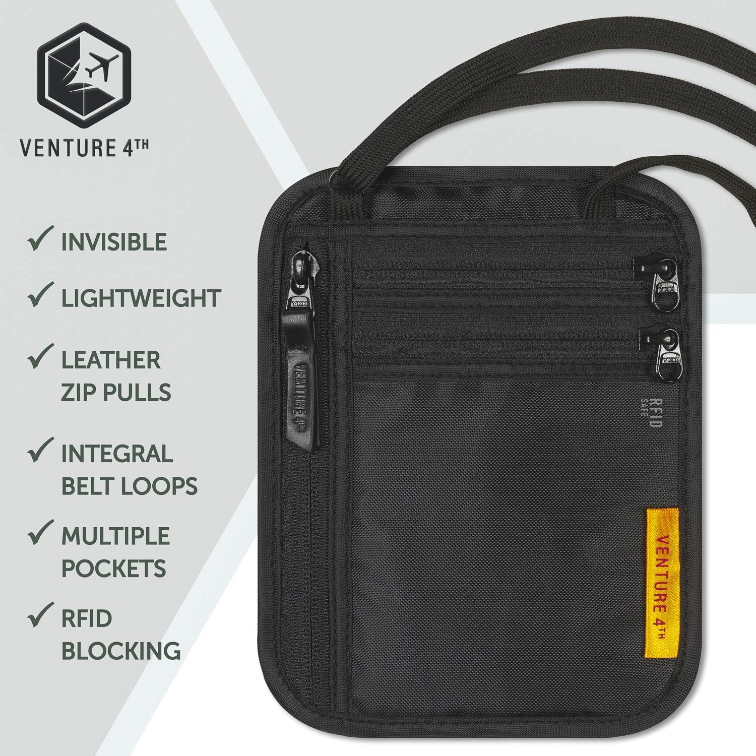  | Slim Minimalist Design Travel Neck Wallet, RFID Blocking Passport Holder for Men & Women – Ideal Security Neck Pouch to Keep your Cash, Credit Cards and Phone Safe When Traveling (Black) | Travel Wallets