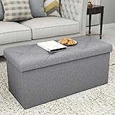 SAMRELAX 30 Inches Ottoman with Storage, Folding Ottoman Bench Set, Storage Bench for Bedroom, Chest for Entryway, Living Room, Support 500LBS Grey