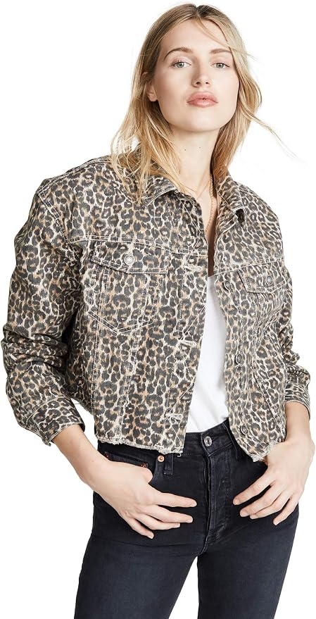 Shopping \u003echeetah print denim jacket 