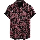 JOTOOK Mens Hawaiian Shirts Short Sleeve Casual Button Down Summer Shirts Floral Beach Vacation Tropical Shirts