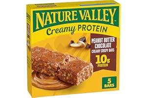 Nature Valley Creamy Protein Bars, Peanut Butter Chocolate, 10g Protein Snacks, 5 Bars, 7.45 oz