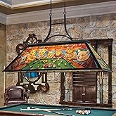 Tochic Rustic Tiffany Pool Table Light, Vintage Funny Animal Playing Billiard Lights for 7 ft 8 ft Pool Table, Farmhouse Bill
