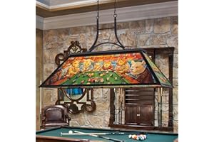 Tochic Rustic Tiffany Pool Table Light, Vintage Funny Animal Playing Billiard Lights for 7 ft 8 ft Pool Table, Farmhouse Billiards Hanging Lighting for Snooker Game Room Man Cave Dining Room Kitchen