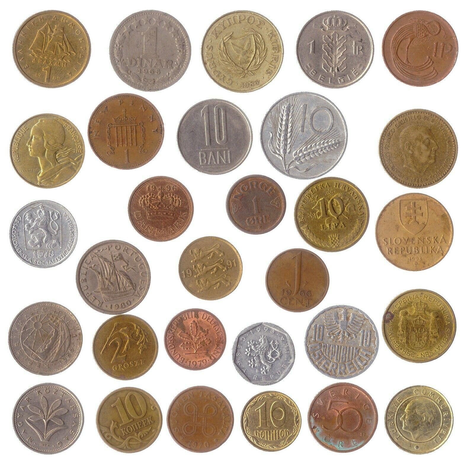 30 Different Coins from Different European Countries