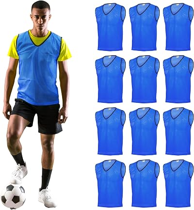 GSi Sports Pinnies 12 Pack Free Size Blue Mesh Training Vests 24x26