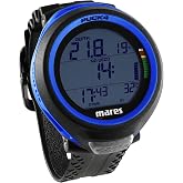 Mares Puck 4 Wrist Dive Computer | Entry-Level Watch-Style One Button Control Underwater Scuba Diving Computer, Black/Blue